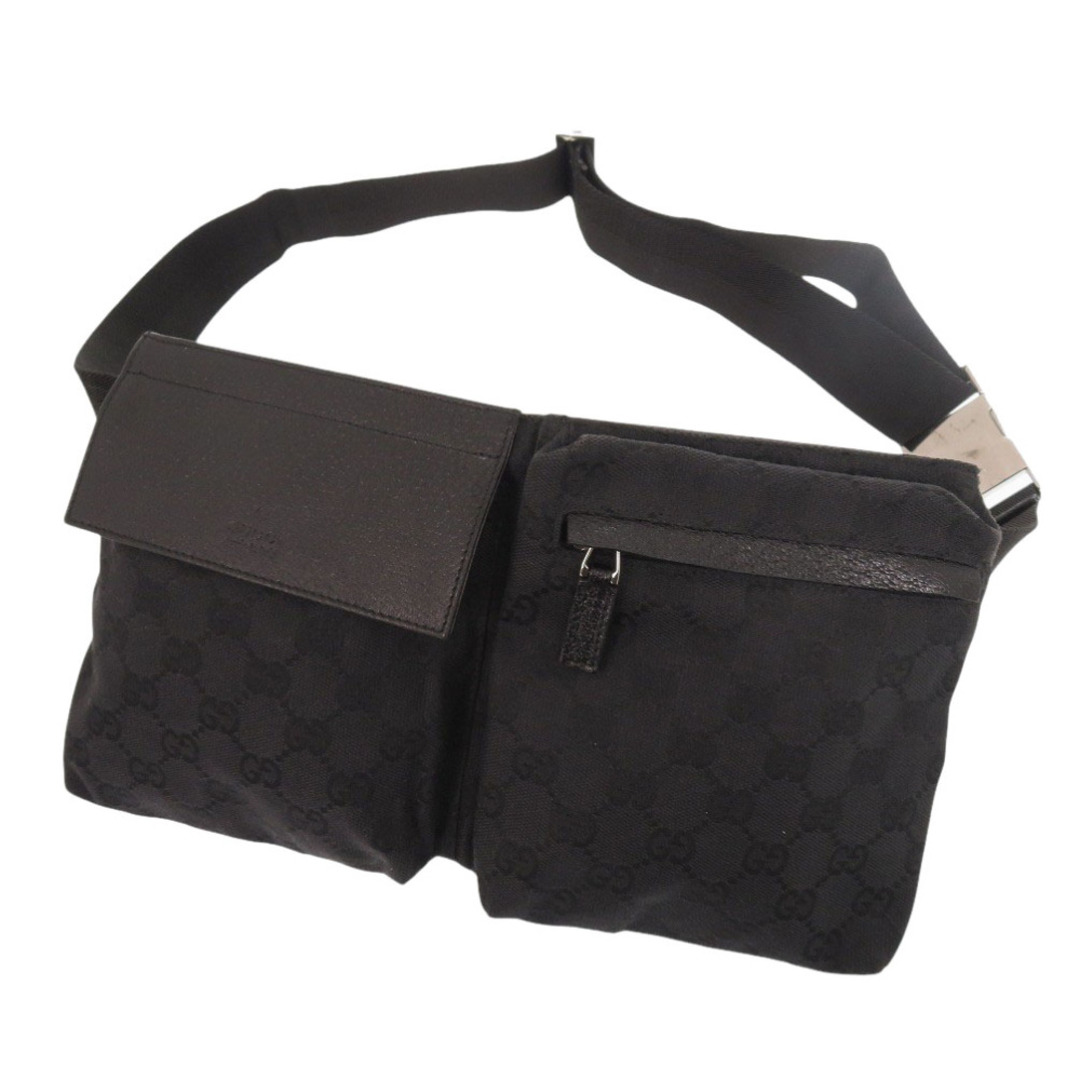 GUCCI - 美品 グッチ 28566 GGキャンバス ブラック ウエスト GUCCI - 美品 グッチ 28566 GGキャンバス ブラック ウエスト