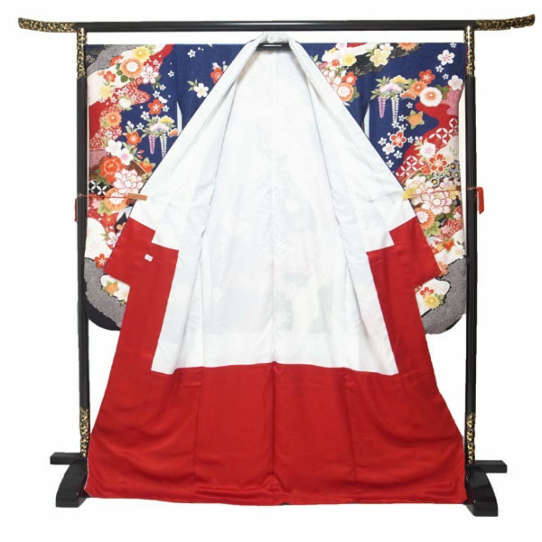振袖 着物 袷 金駒刺繍 銀通 紺 ネイビー 裄68.5 L 中古 sn1070 振袖 着物 袷 金駒刺繍 銀通 紺 ネイビー 裄68.5 L 中古 sn1070