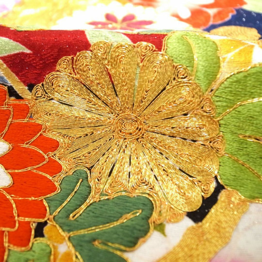 振袖 着物 袷 金駒刺繍 銀通 紺 ネイビー 裄68.5 L 中古 sn1070 振袖 着物 袷 金駒刺繍 銀通 紺 ネイビー 裄68.5 L 中古 sn1070
