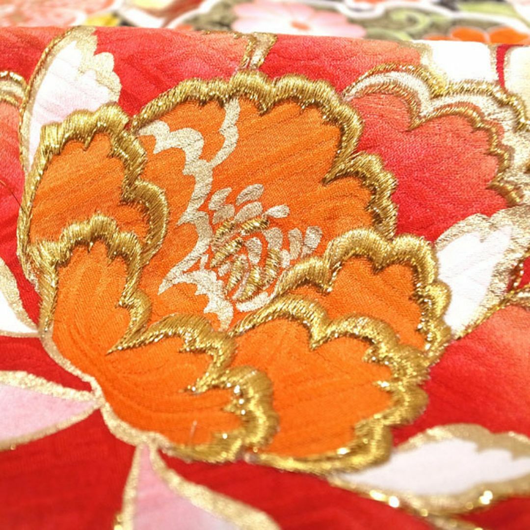 振袖 着物 袷 刺繍 金彩加工 紺 ネイビー 裄66.5 L 中古 sn1072 振袖 着物 袷 刺繍 金彩加工 紺 ネイビー 裄66.5 L 中古 sn1072