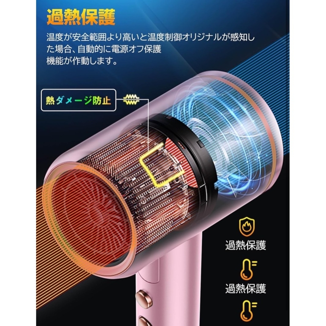 ドライヤー 1300W ヘアドライヤー 大風量 高濃度マイナスイオン ドライヤー 1300W ヘアドライヤー 大風量 高濃度マイナスイオン