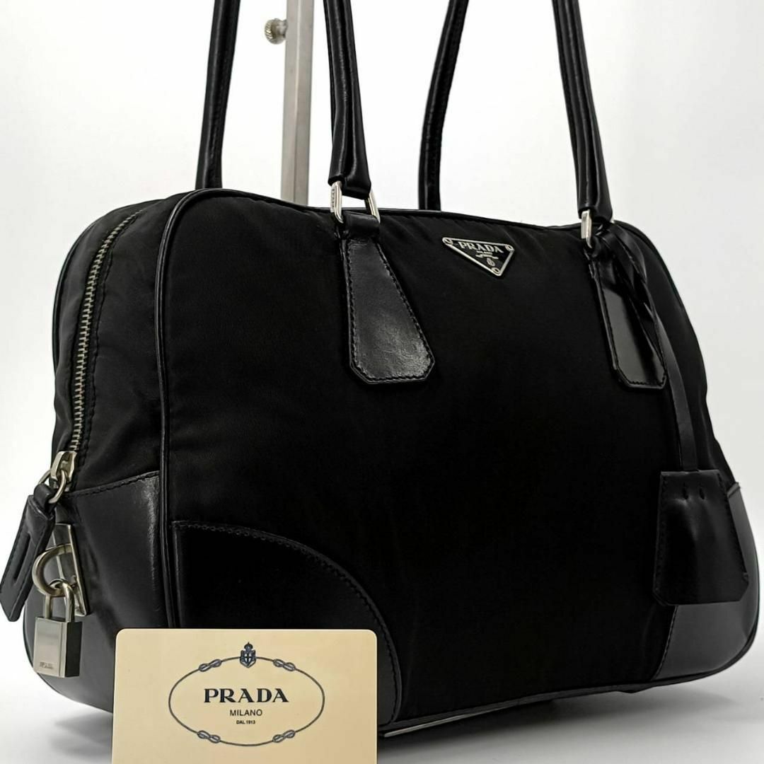 PRADA - ✨希少✨プラダ ミニボストン ナイロン レザー 三角ロゴ PRADA - ✨希少✨プラダ ミニボストン ナイロン レザー 三角ロゴ