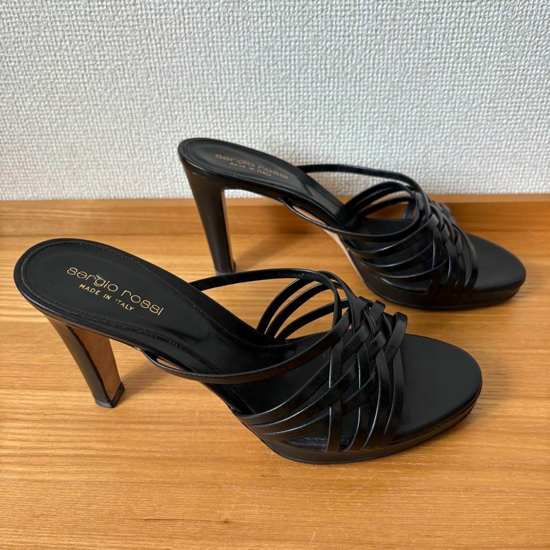 Sergio Rossi - セルジオロッシ 38 24.5cm 黒 ストラップ Sergio Rossi - セルジオロッシ 38 24.5cm 黒 ストラップ