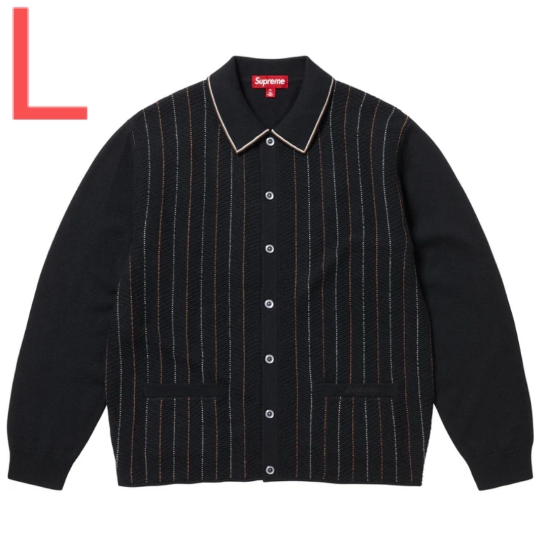 Supreme - Supreme Herringbone Cardigan Black Lの通販 by R Supreme - Supreme Herringbone Cardigan Black Lの通販 by R
