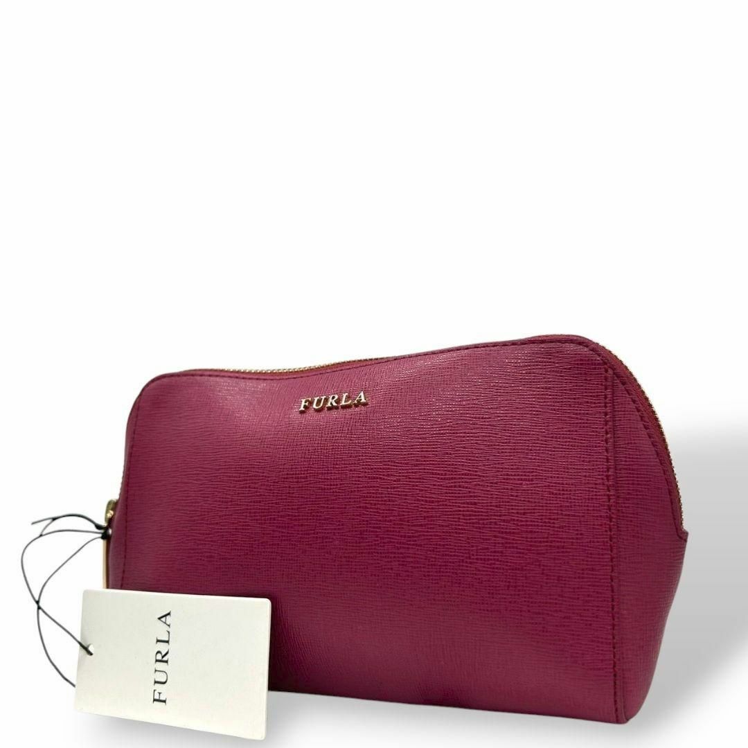 FURLA - 未使用　フルラ　ポーチ　エレクトラ　レザー　ロゴ　FURLA　ピンク　s70