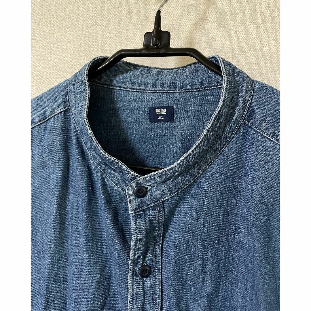 UNIQLO - 3XL UNIQLO デニムオーバーサイズスタンドカラーシャツ UNIQLO - 3XL UNIQLO デニムオーバーサイズスタンドカラーシャツ