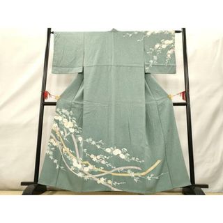 平和屋着物■訪問着　　作家物　駒刺繍　草花文　金彩　正絹　逸品　AAAQ6507iu(着物)