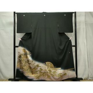平和屋着物■豪華黒留袖　作家物　エ霞扇面松文　暈し染め　金彩　正絹　逸品　CAAO1855ou(着物)