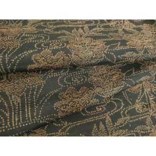 平和屋着物▽上質な紬　単衣　流水花文　正絹　逸品　DAAP3708az(着物)
