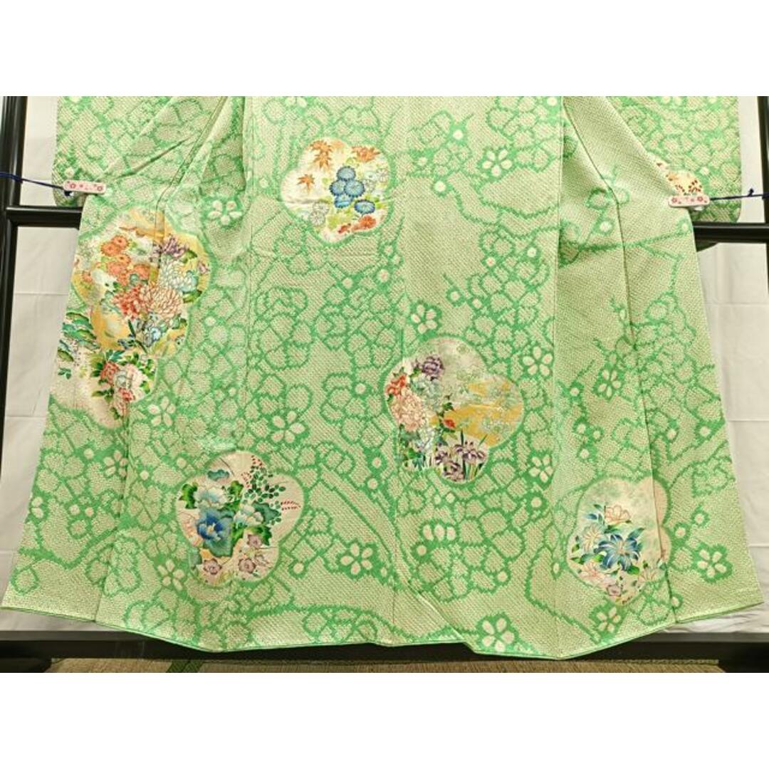 平和屋着物□豪華振袖 絞り 駒刺繍 花尽くし 金彩 正絹 逸品 平和屋着物□豪華振袖 絞り 駒刺繍 花尽くし 金彩 正絹 逸品