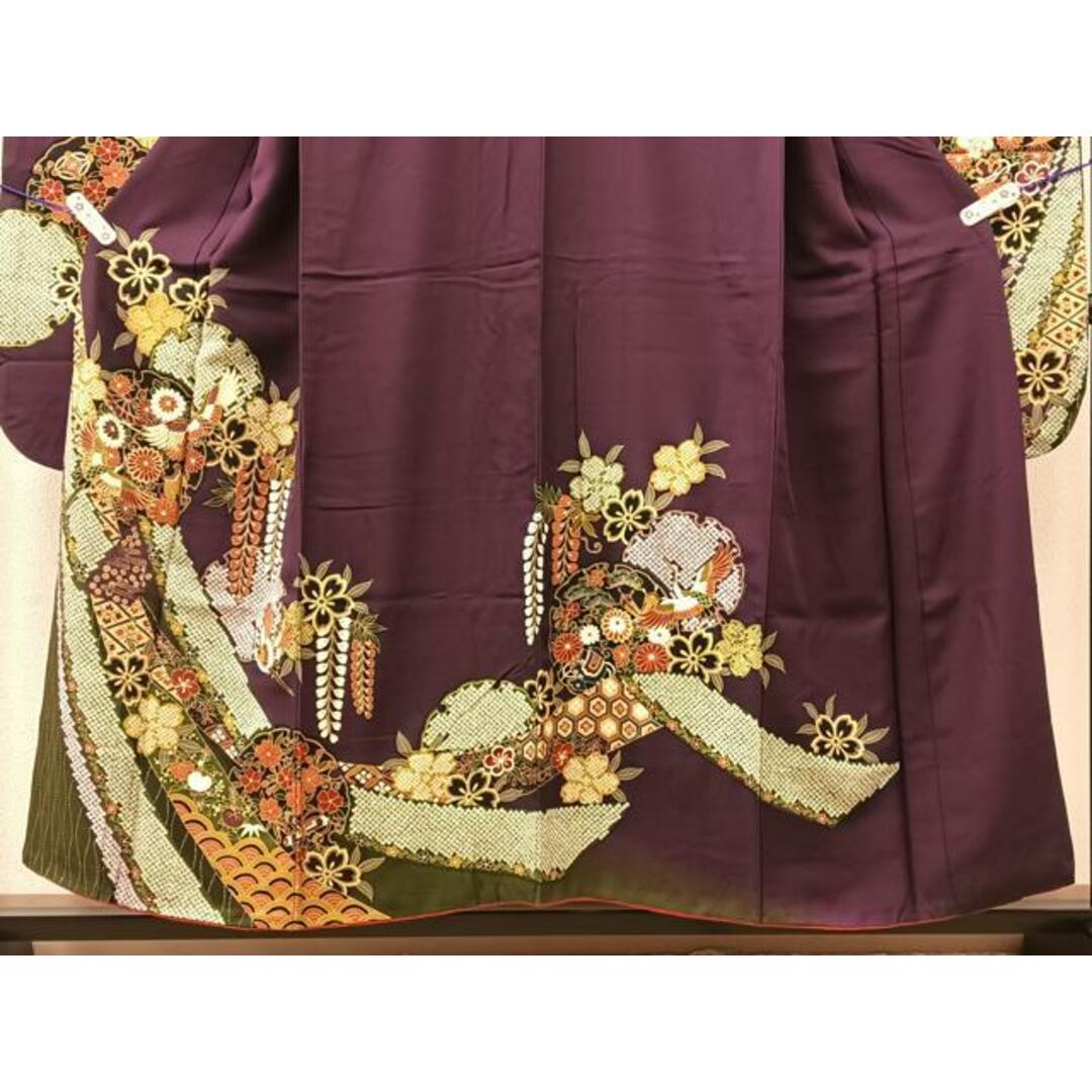平和屋着物□豪華振袖 駒刺繍 雪輪飛鶴花文 金彩 正絹 逸品 平和屋着物□豪華振袖 駒刺繍 雪輪飛鶴花文 金彩 正絹 逸品