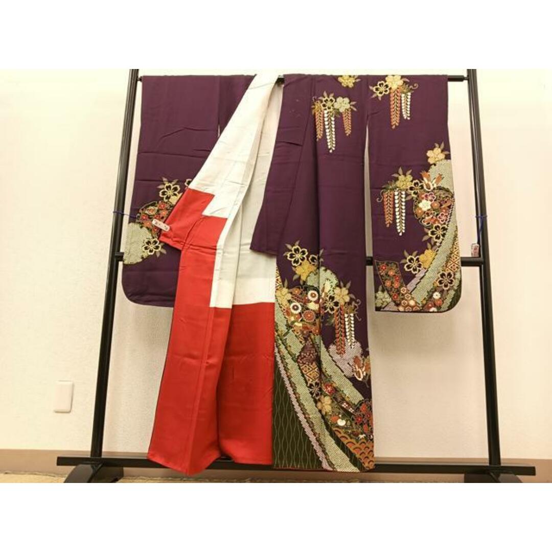 平和屋着物□豪華振袖 駒刺繍 雪輪飛鶴花文 金彩 正絹 逸品 平和屋着物□豪華振袖 駒刺繍 雪輪飛鶴花文 金彩 正絹 逸品