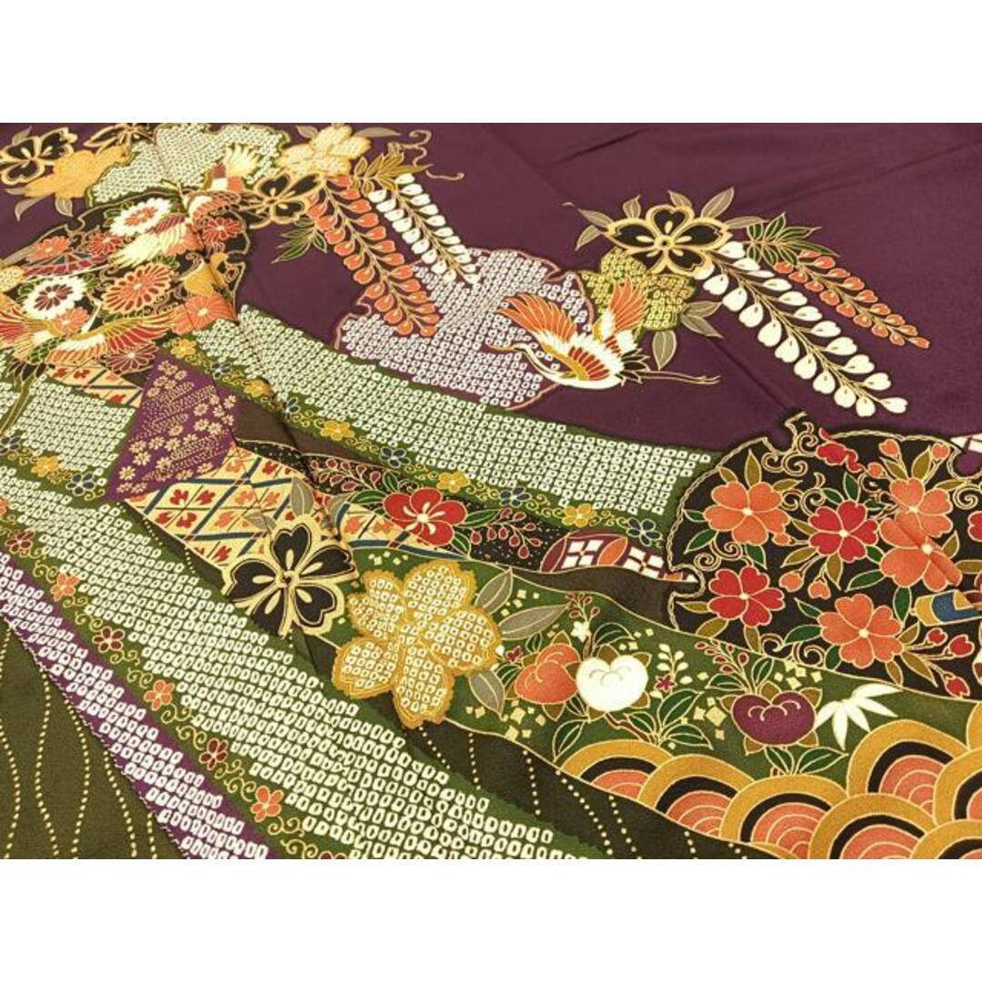 平和屋着物□豪華振袖 駒刺繍 雪輪飛鶴花文 金彩 正絹 逸品 平和屋着物□豪華振袖 駒刺繍 雪輪飛鶴花文 金彩 正絹 逸品