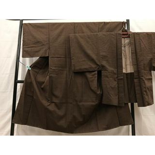 平和屋着物■男性　紬　色無地　アンサンブル　憲法色　正絹　逸品　BAAQ3117sa