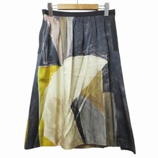 SCAPA - スキャパ 大きいサイズ 抽象画柄 シルクスカート ひざ丈 SCAPA - スキャパ 大きいサイズ 抽象画柄 シルクスカート ひざ丈