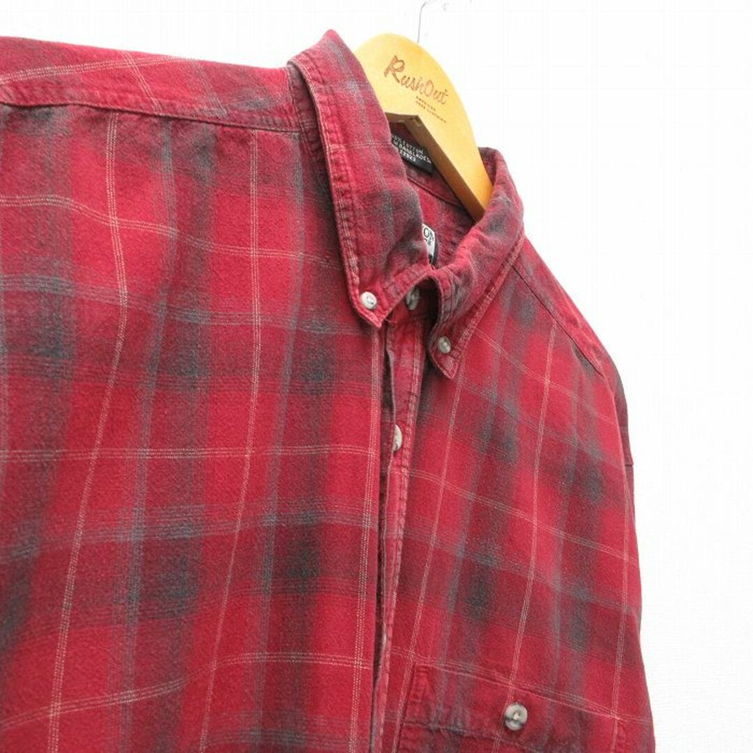 XL☆古着 長袖 シャツ メンズ コットン ボタンダウン 赤 レッド XL☆古着 長袖 シャツ メンズ コットン ボタンダウン 赤 レッド