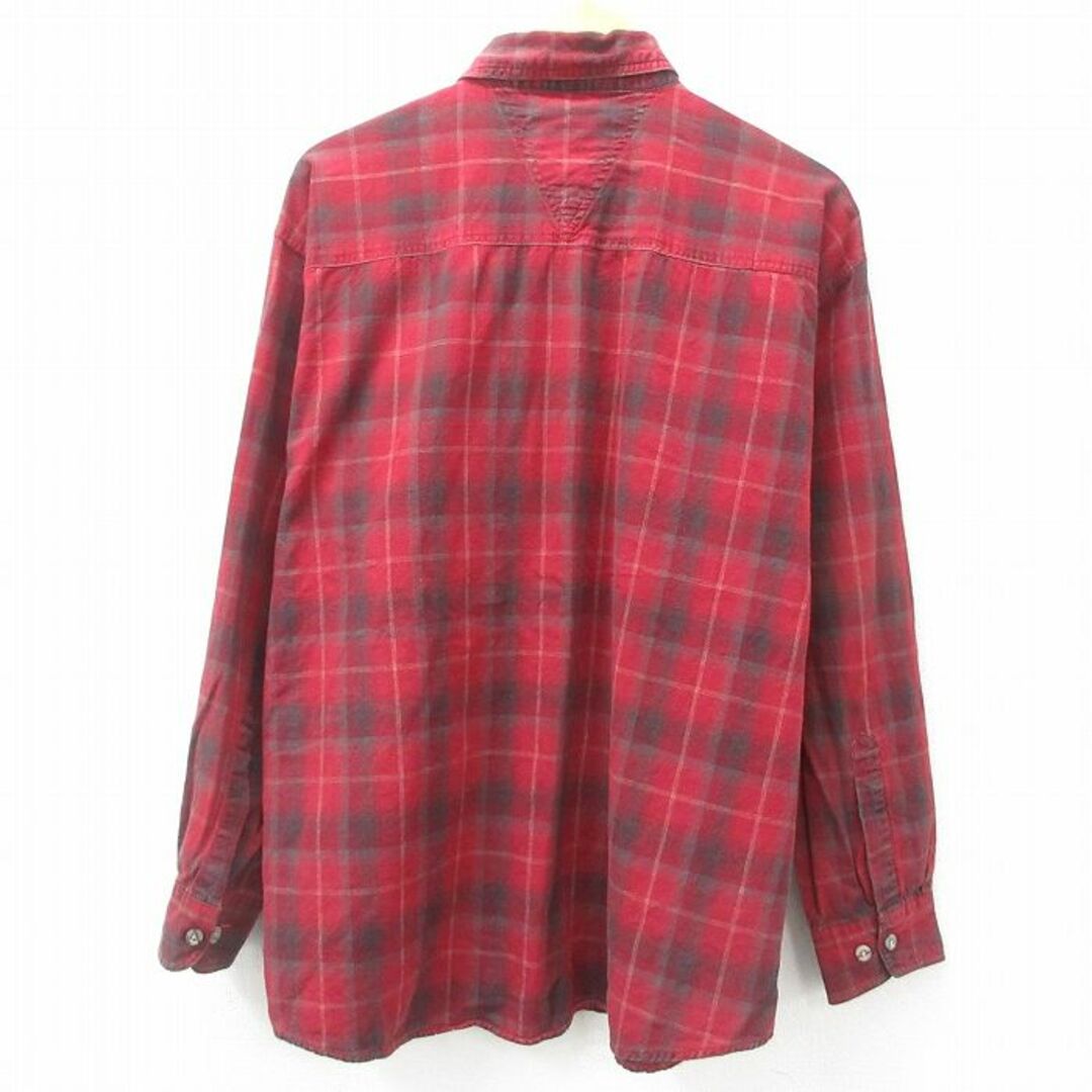 XL☆古着 長袖 シャツ メンズ コットン ボタンダウン 赤 レッド XL☆古着 長袖 シャツ メンズ コットン ボタンダウン 赤 レッド