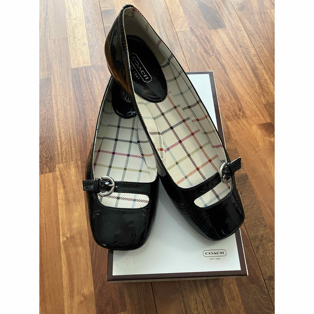 COACH - COACH E レザーバレエ フラット 黒7 M コーチ 【24 COACH - COACH E レザーバレエ フラット 黒7 M コーチ 【24