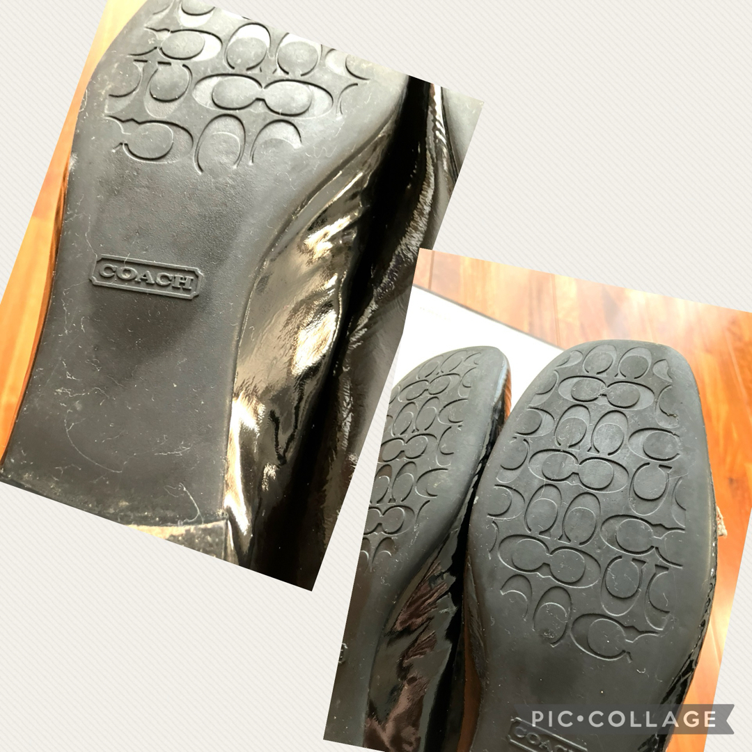 COACH - COACH E レザーバレエ フラット 黒7 M コーチ 【24 COACH - COACH E レザーバレエ フラット 黒7 M コーチ 【24