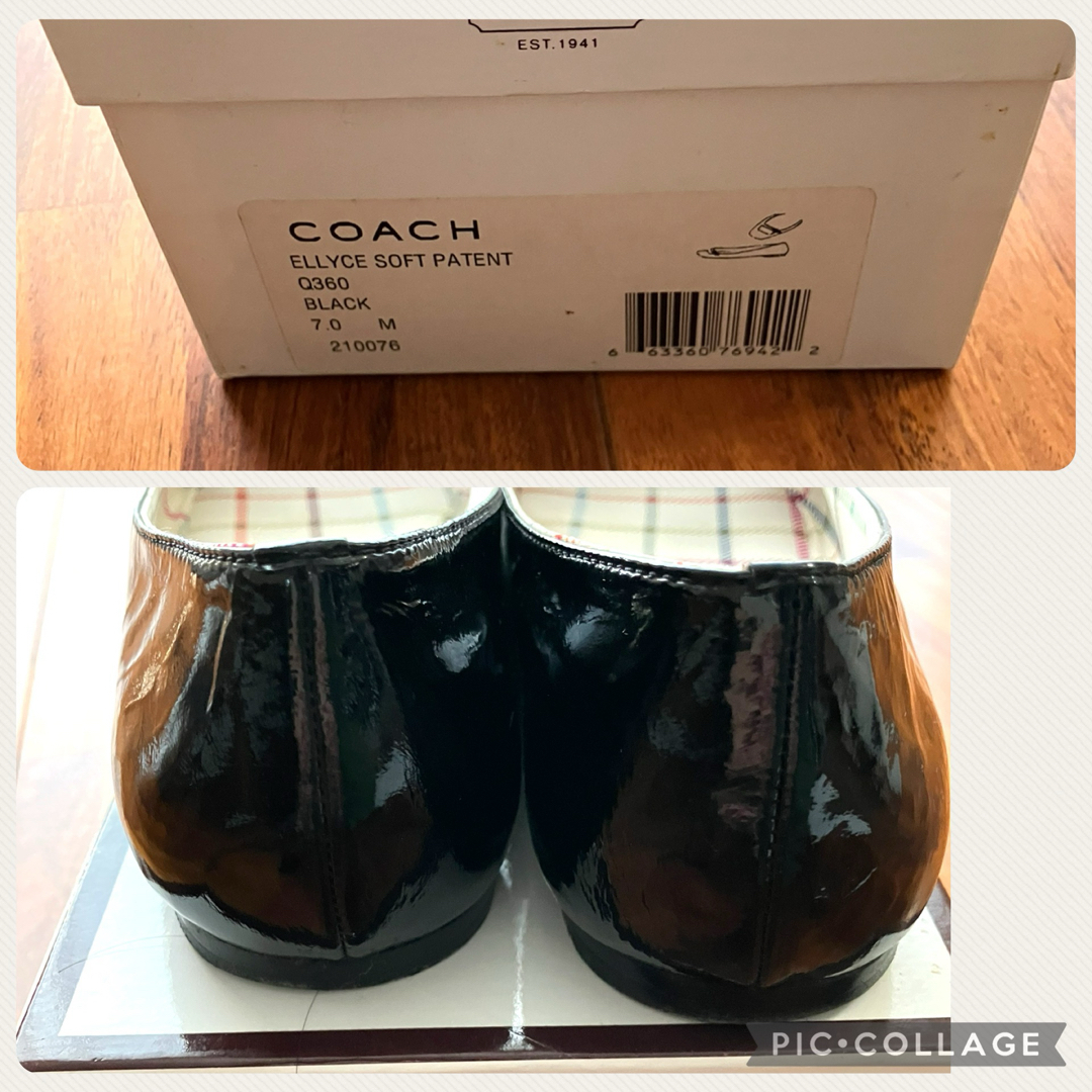 COACH - COACH E レザーバレエ フラット 黒7 M コーチ 【24 COACH - COACH E レザーバレエ フラット 黒7 M コーチ 【24