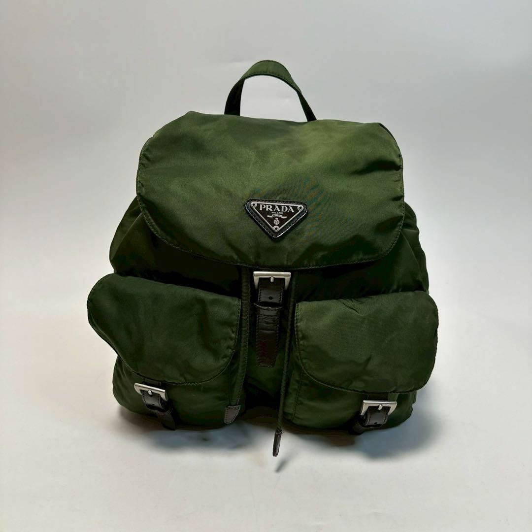 PRADA - m56【美品】プラダ 三角ロゴ ナイロン レザー 巾着 PRADA - m56【美品】プラダ 三角ロゴ ナイロン レザー 巾着
