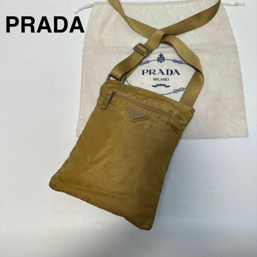 PRADA - m58【美品】プラダ 三角ロゴ ナイロン ベージュ PRADA - m58【美品】プラダ 三角ロゴ ナイロン ベージュ