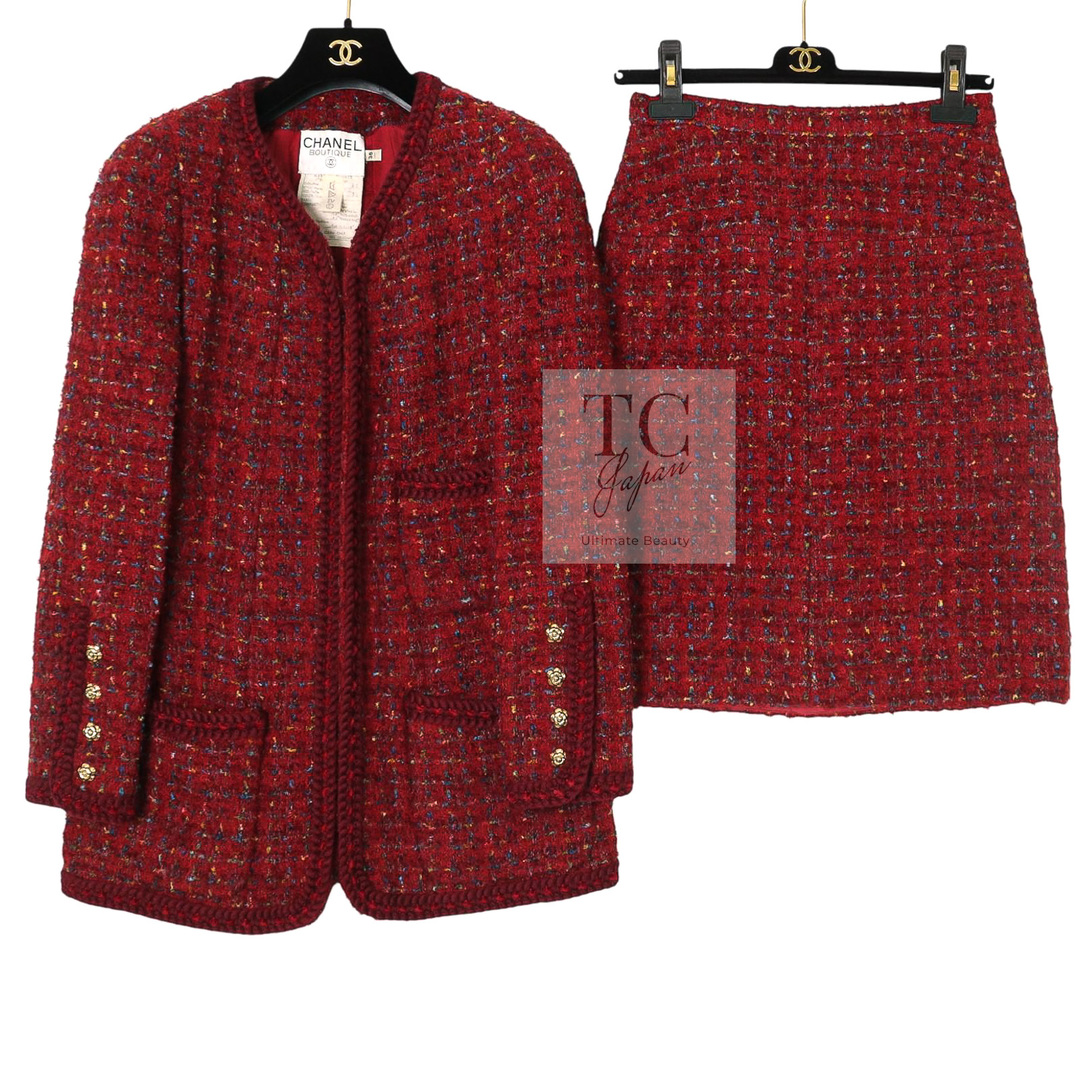 CHANEL - シャネル ヴィンテージ スーツ CHANEL レッド ウール CHANEL - シャネル ヴィンテージ スーツ CHANEL レッド ウール