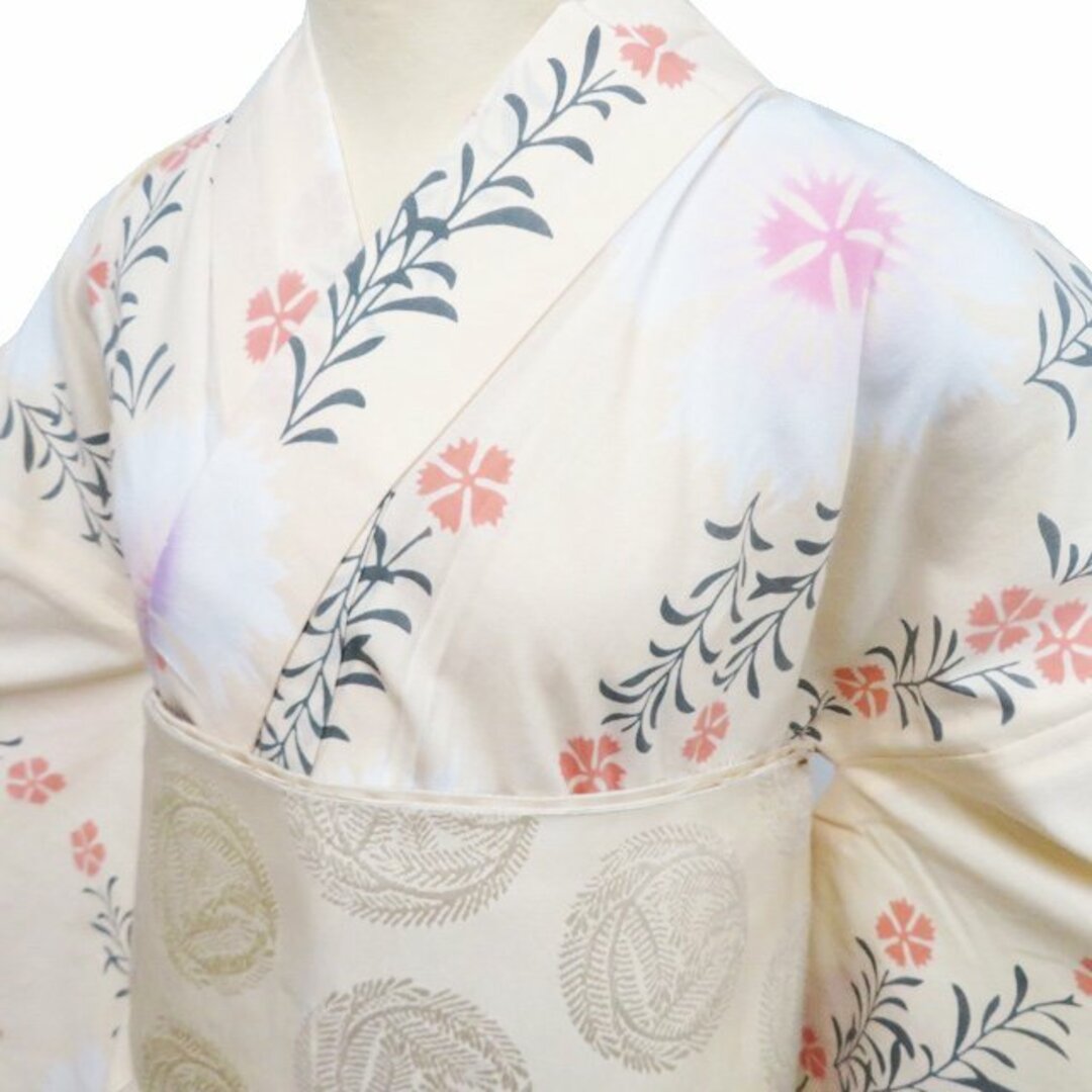 夏物 浴衣 小紋 着物 中古 木綿 カジュアル 花模様 撫子 密陀僧 夏物 浴衣 小紋 着物 中古 木綿 カジュアル 花模様 撫子 密陀僧
