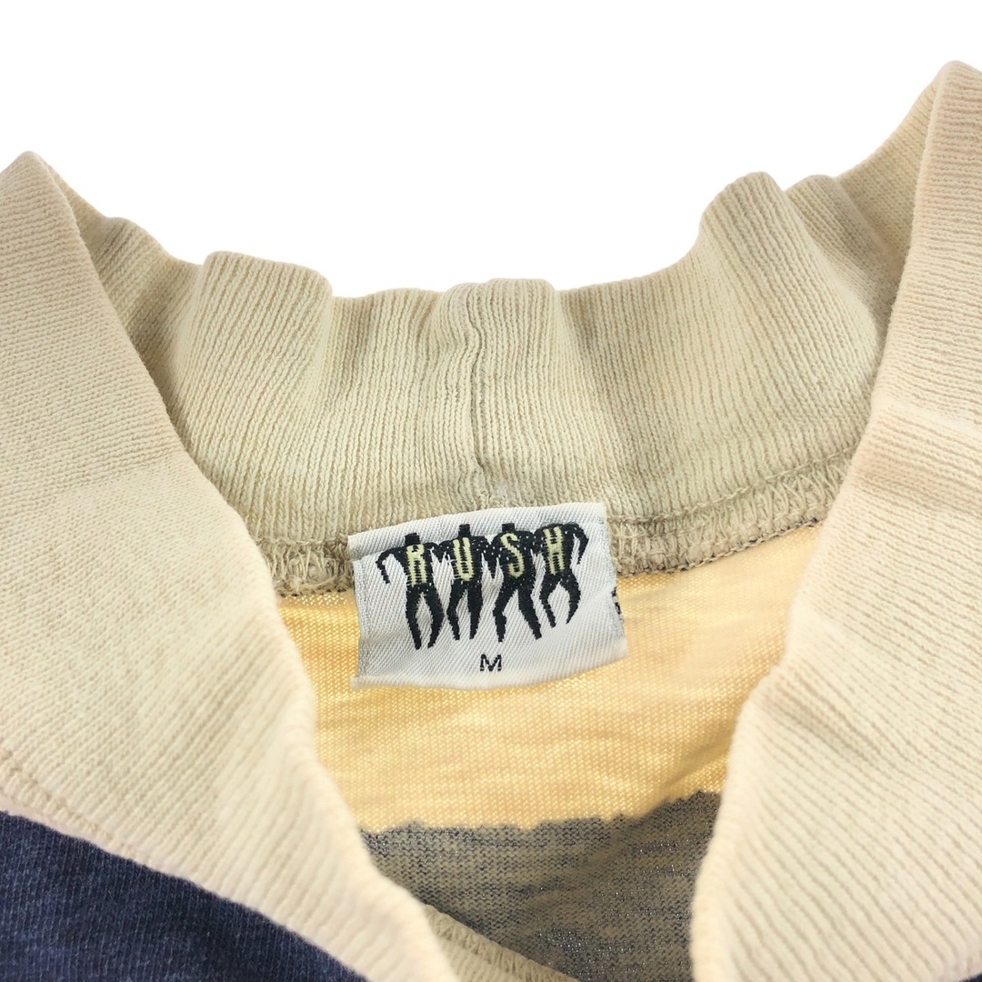 古着 80~90年代 RUSH ドクロ柄 スカル柄 モックネック ボーダーT 古着 80~90年代 RUSH ドクロ柄 スカル柄 モックネック ボーダーT
