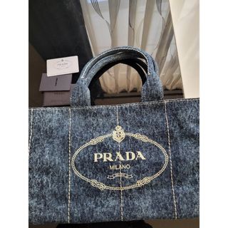 PRADA - 極美品✨プラダ トートバッグ レザー ダークネイビーの PRADA - 極美品✨プラダ トートバッグ レザー ダークネイビーの