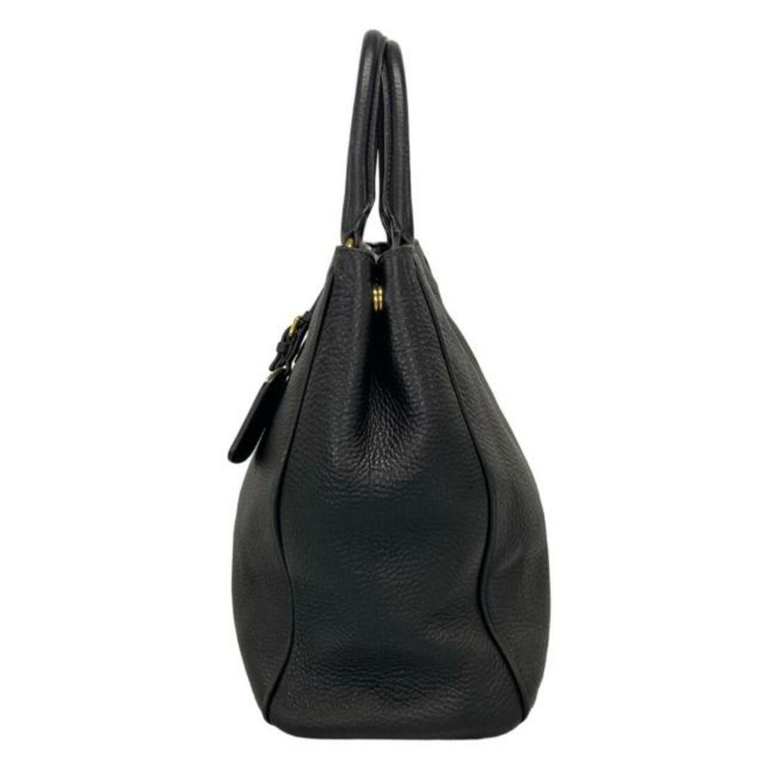 PRADA - PRADA(プラダ) トートバッグ ロゴ 黒 革タグ レザーの PRADA - PRADA(プラダ) トートバッグ ロゴ 黒 革タグ レザーの