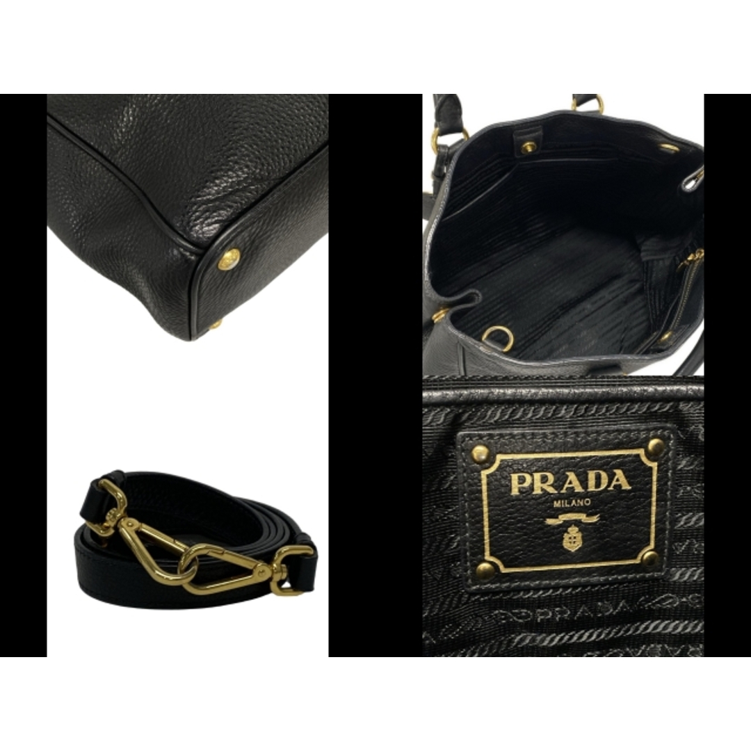 PRADA - PRADA(プラダ) トートバッグ ロゴ 黒 革タグ レザーの PRADA - PRADA(プラダ) トートバッグ ロゴ 黒 革タグ レザーの