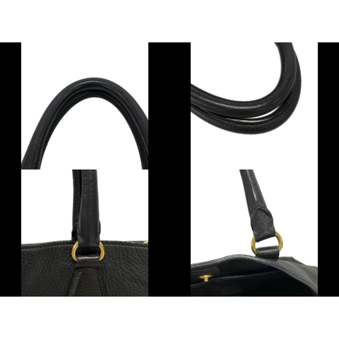 PRADA - PRADA(プラダ) トートバッグ ロゴ 黒 革タグ レザーの PRADA - PRADA(プラダ) トートバッグ ロゴ 黒 革タグ レザーの