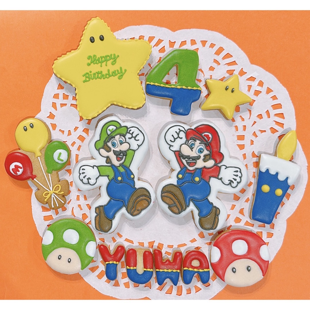 アイシングクッキー オーダー　キャラクター　マリオ　クッパ　ルイージ　しなこ