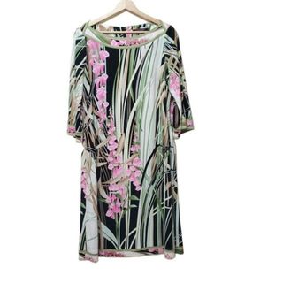 LEONARD - レオナール カットソー カンカン素材 花柄 ラメ 黒 L LEONARD - レオナール カットソー カンカン素材 花柄 ラメ 黒 L
