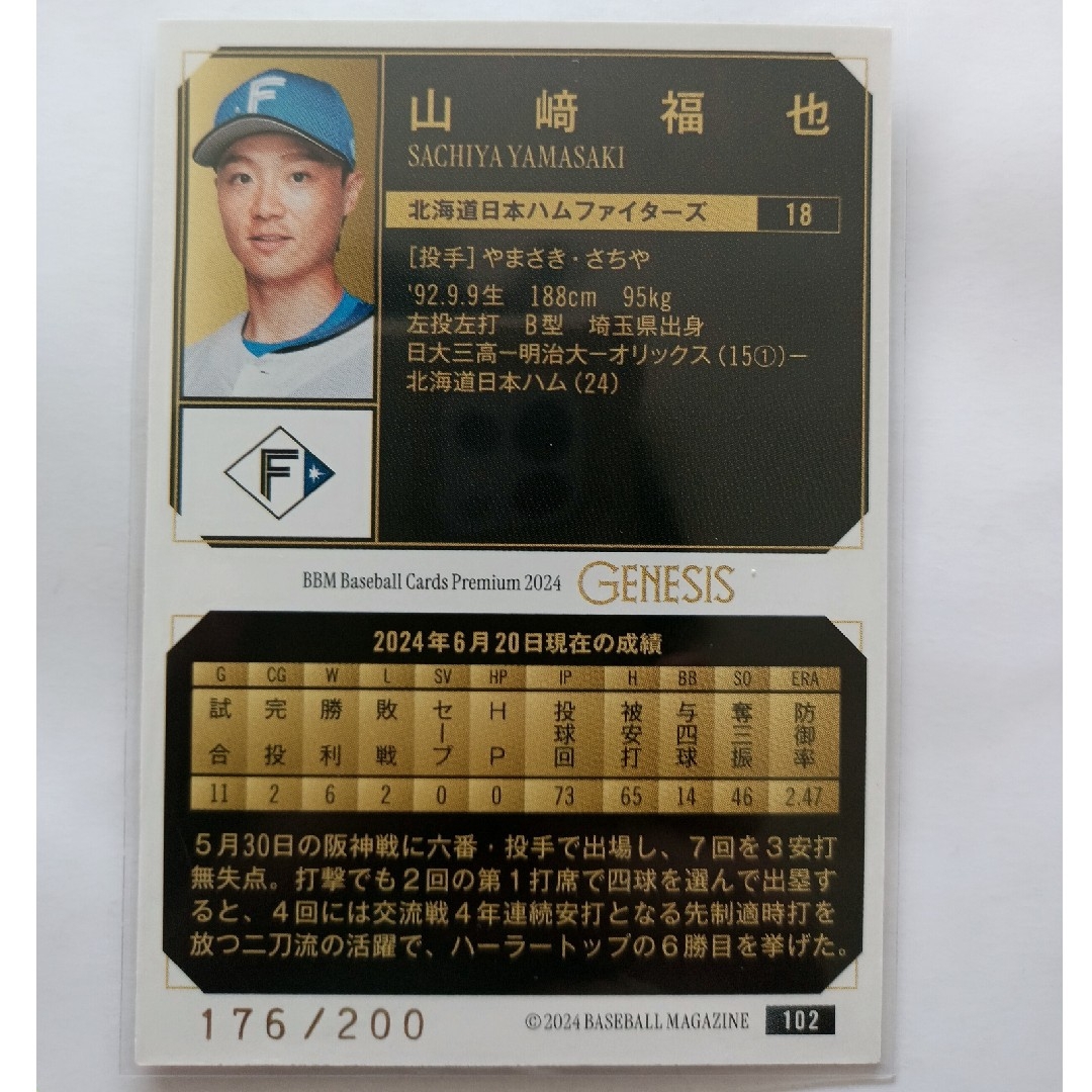 北海道日本ハムファイターズ - 山﨑福也【北海道日本ハム】200枚 北海道日本ハムファイターズ - 山﨑福也【北海道日本ハム】200枚