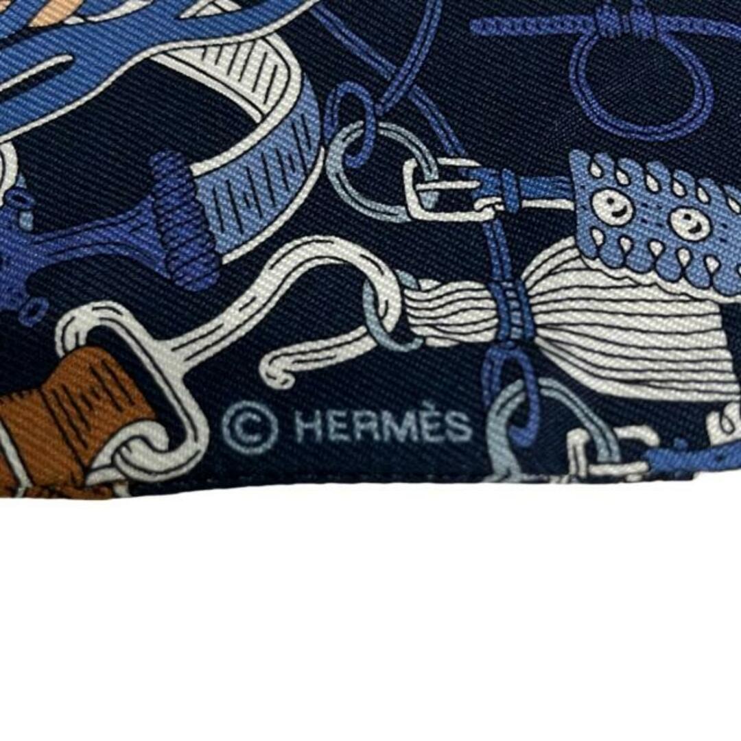 HERMES - HERMES(エルメス) スカーフ ツイリー マリン×白 HERMES - HERMES(エルメス) スカーフ ツイリー マリン×白