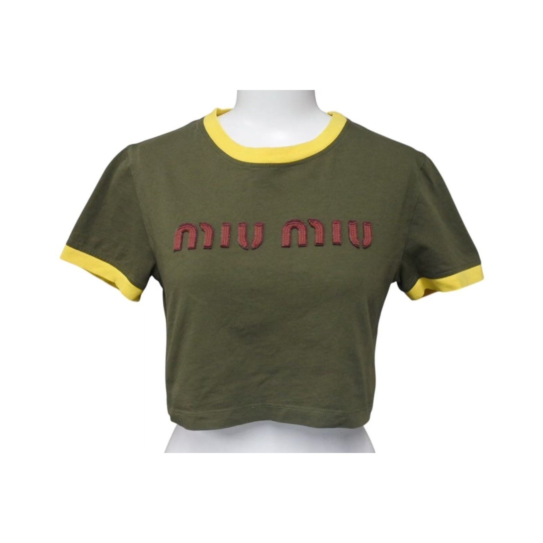 MIU MIU - MIUMIU ミュウミュウ クロップドTシャツ ロゴ刺繍 MIU MIU - MIUMIU ミュウミュウ クロップドTシャツ ロゴ刺繍
