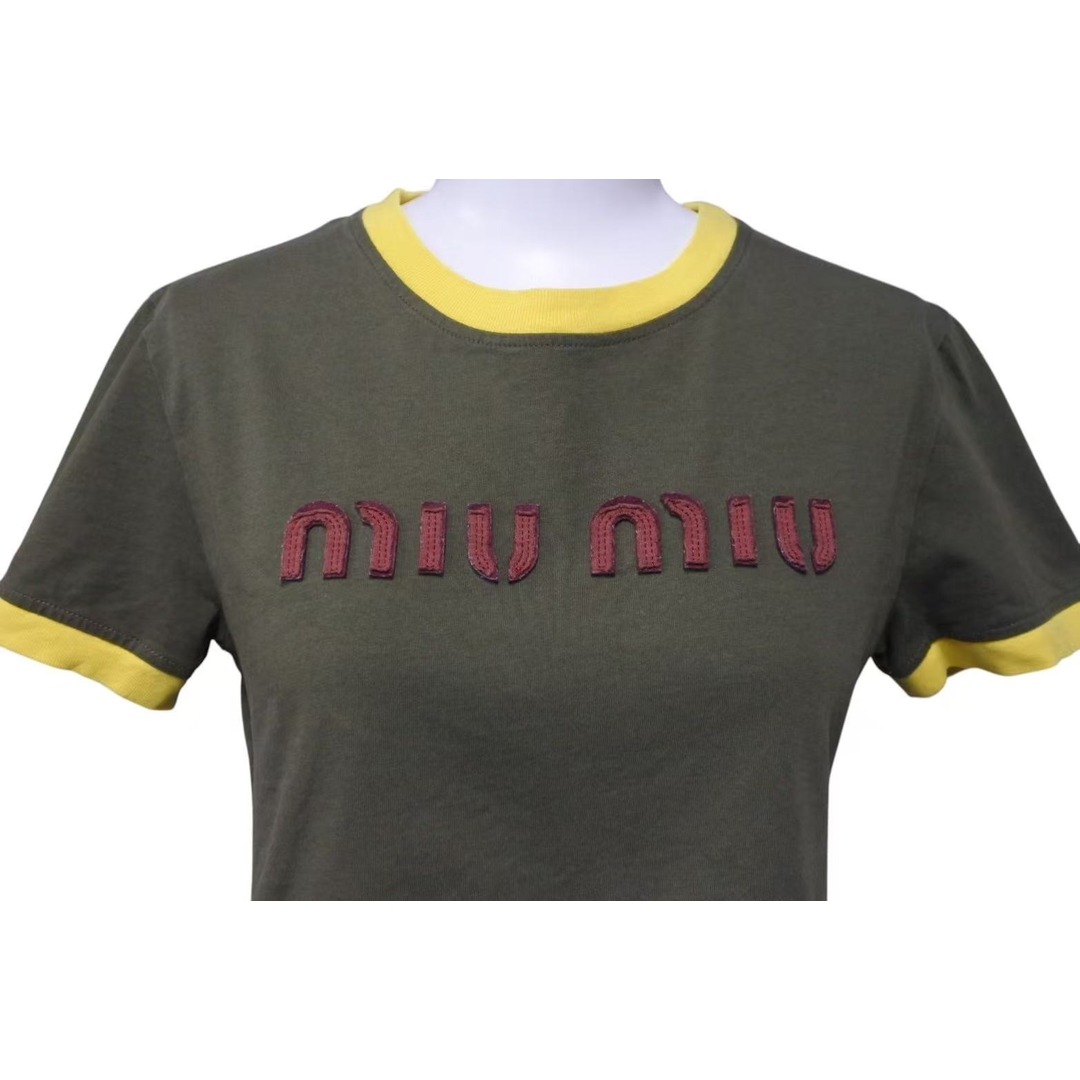 MIU MIU - MIUMIU ミュウミュウ クロップドTシャツ ロゴ刺繍 MIU MIU - MIUMIU ミュウミュウ クロップドTシャツ ロゴ刺繍