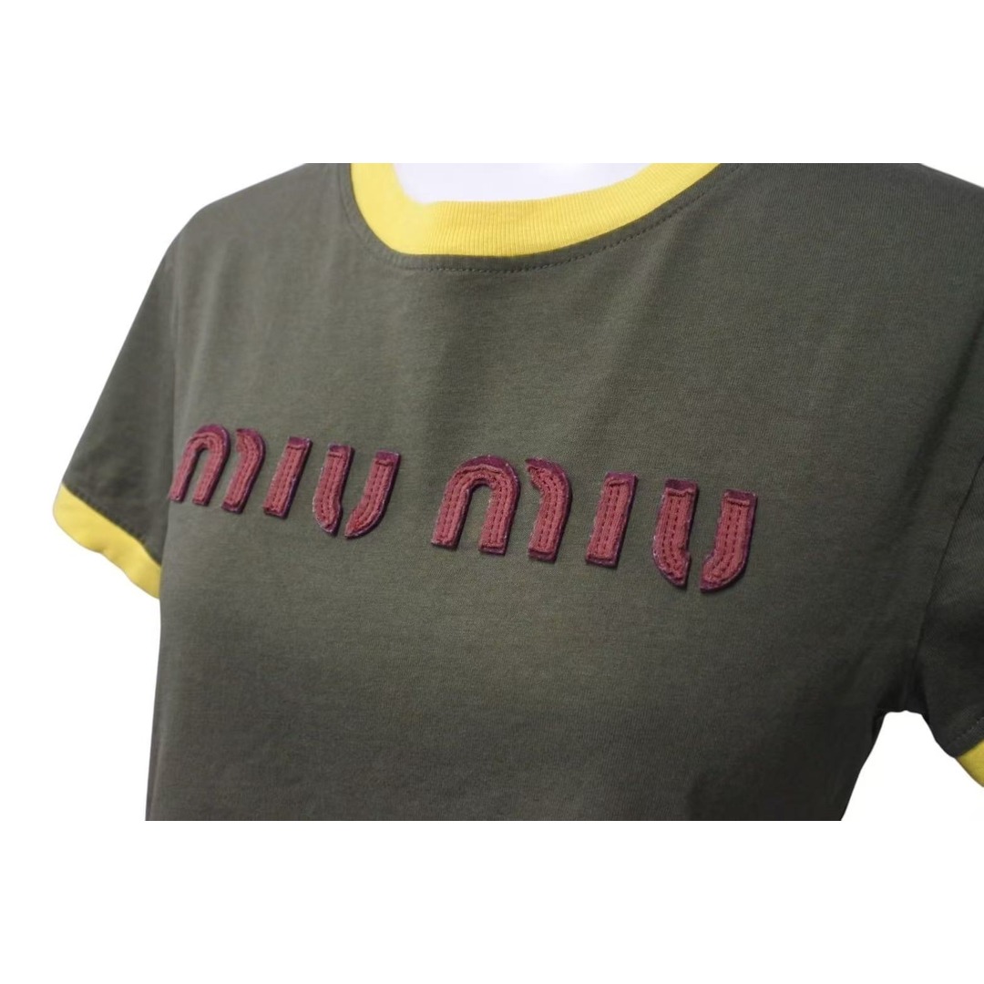 MIU MIU - MIUMIU ミュウミュウ クロップドTシャツ ロゴ刺繍 MIU MIU - MIUMIU ミュウミュウ クロップドTシャツ ロゴ刺繍