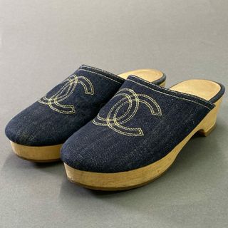 CHANEL - 2d15 CHANEL シャネル ココマーク デニム サボサンダル CHANEL - 2d15 CHANEL シャネル ココマーク デニム サボサンダル