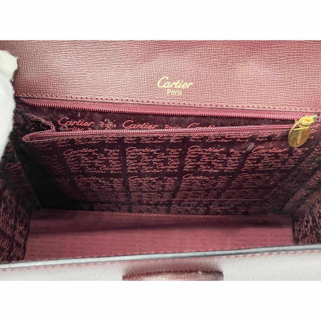 誠実 マストライン Cartier ターンロック ボルドー ハンドバッグ バッグ