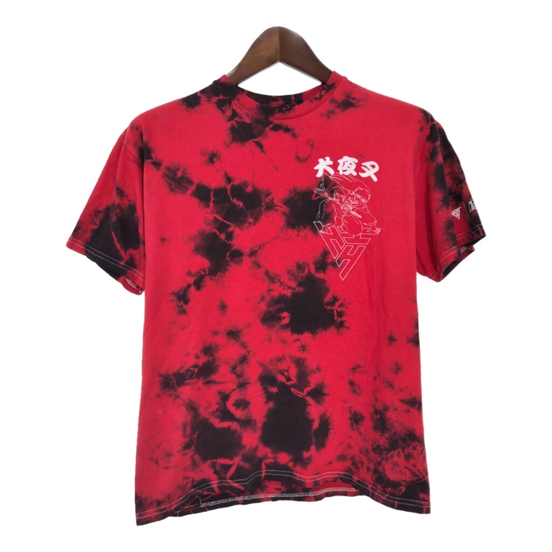 犬夜叉 半袖Tシャツ アニメ キャラクター タイダイ レッド 犬夜叉 半袖Tシャツ アニメ キャラクター タイダイ レッド