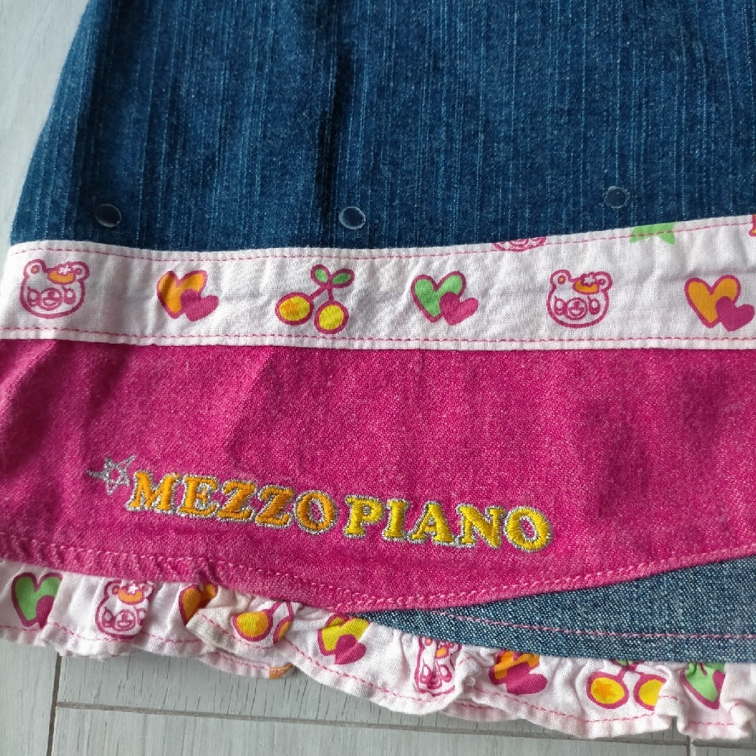 mezzo piano - mezzo piano デニムスカート パッチワーク 刺繍 mezzo piano - mezzo piano デニムスカート パッチワーク 刺繍