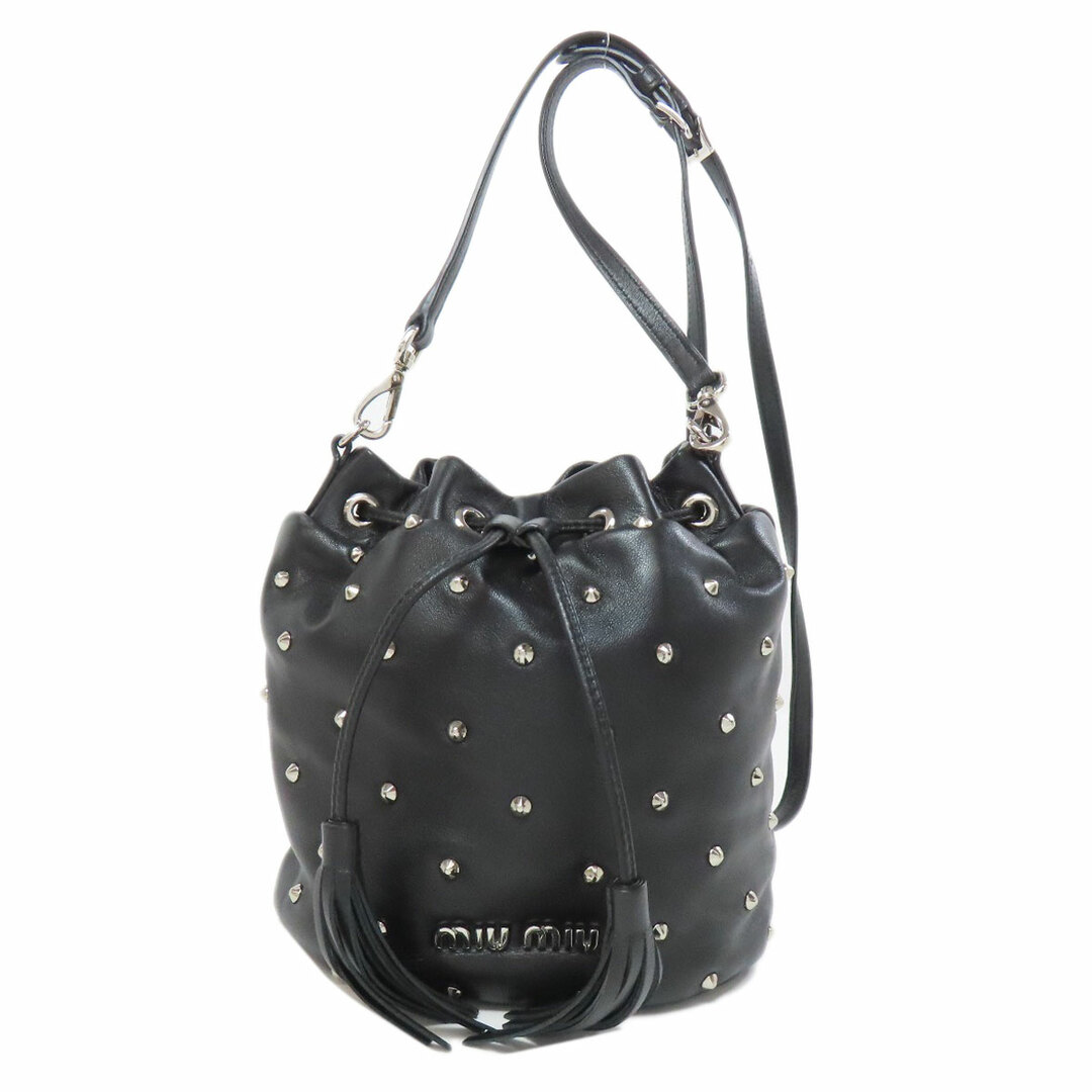 MIU MIU - MIUMIU スタッズ ショルダーバッグ レザー レディース MIU MIU - MIUMIU スタッズ ショルダーバッグ レザー レディース