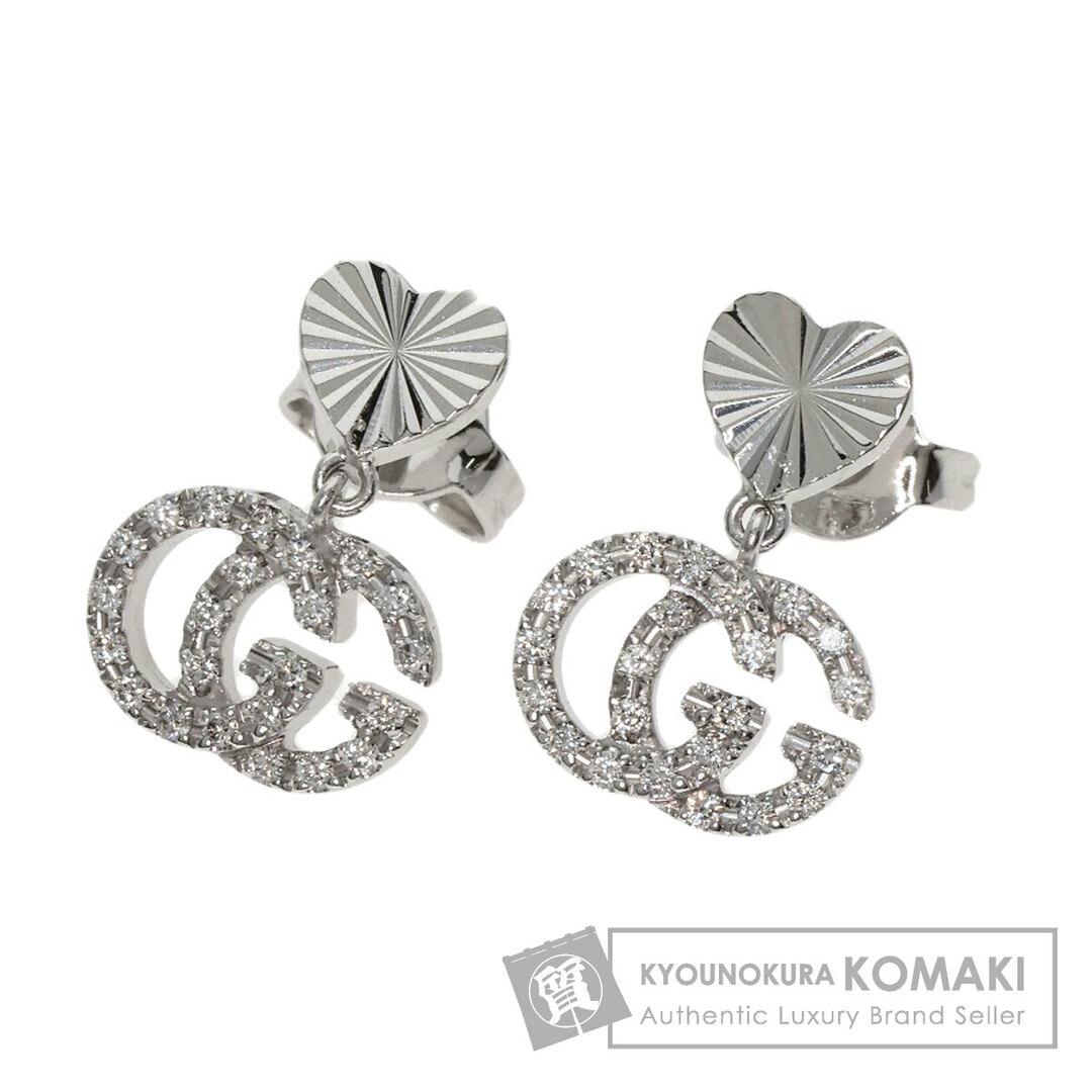 GUCCI - GUCCI ダブルG ダイヤモンド ハート ピアス K18WG GUCCI - GUCCI ダブルG ダイヤモンド ハート ピアス K18WG