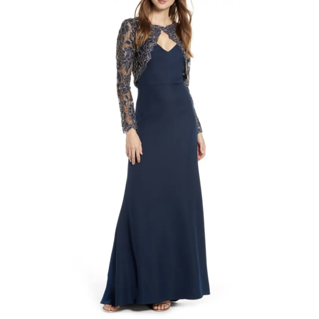 TADASHI SHOJI - 新品!TADASHI SHOJI刺繍レース長袖ボレロ付 TADASHI SHOJI - 新品!TADASHI SHOJI刺繍レース長袖ボレロ付