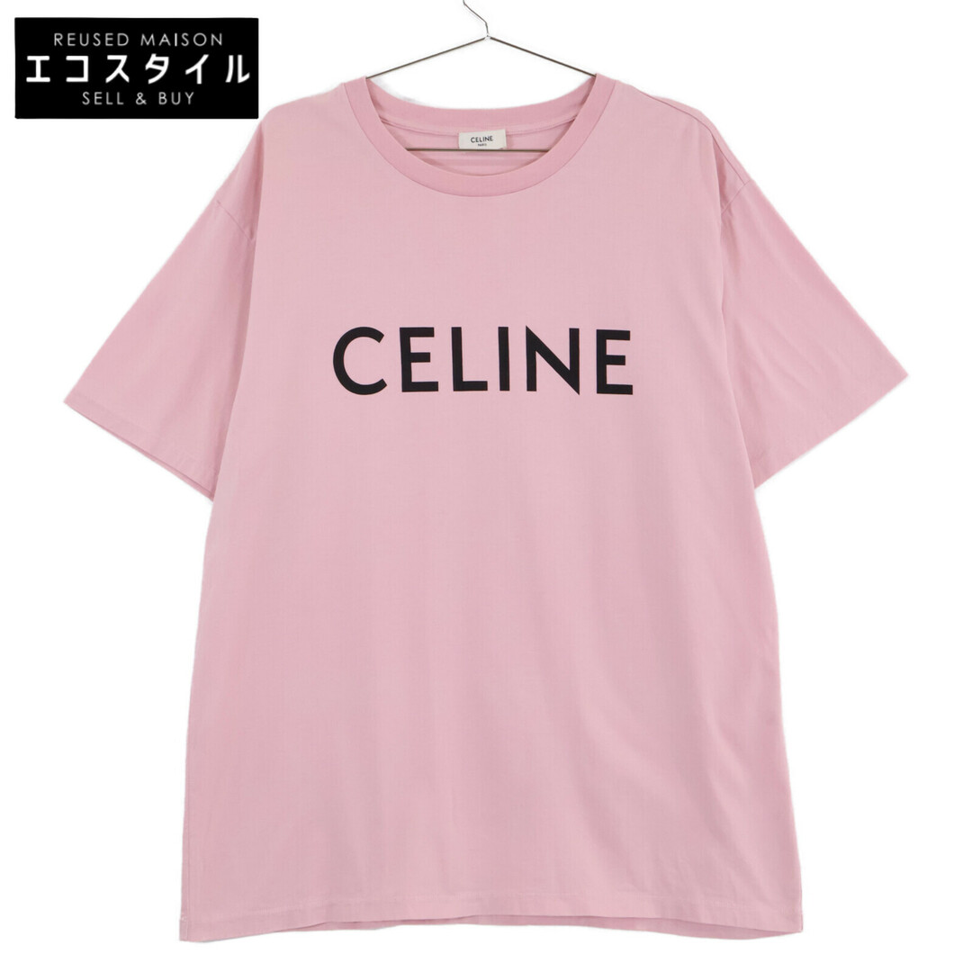 CELINE - セリーヌ 2X681671Q ピンク コットン ロゴ 半袖Tシャツ CELINE - セリーヌ 2X681671Q ピンク コットン ロゴ 半袖Tシャツ
