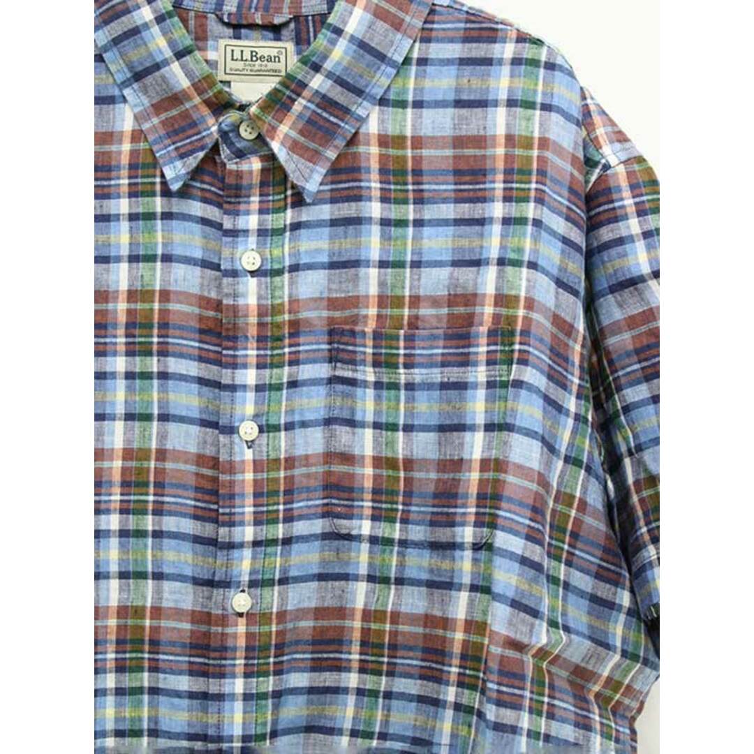 L.L.Bean - エルエルビーン チェック柄リネンシャツ ブルー系 L.L.Bean - エルエルビーン チェック柄リネンシャツ ブルー系