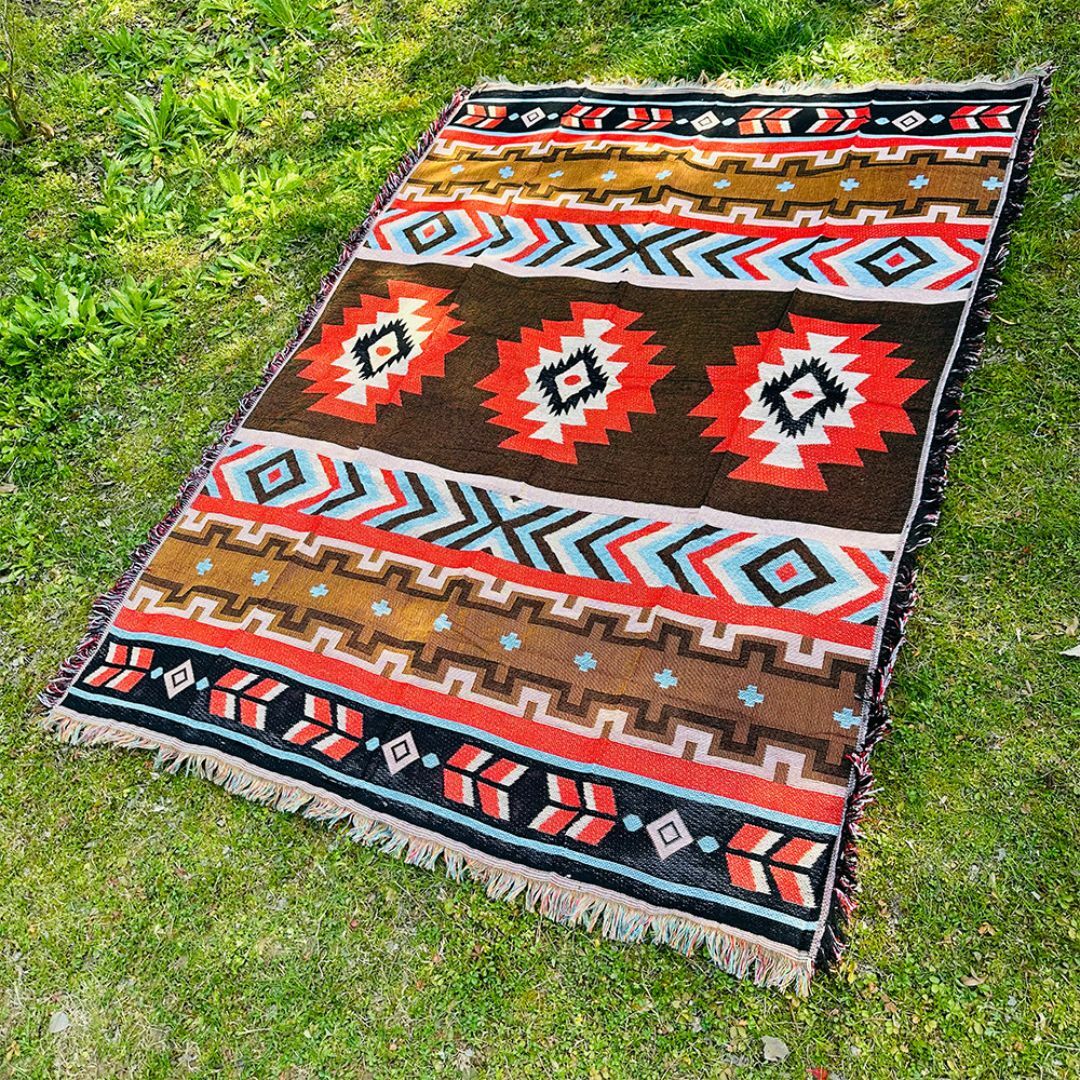 90x150cm ブランケット マルチラグ オルテガ柄 大きめ 90x150cm ブランケット マルチラグ オルテガ柄 大きめ